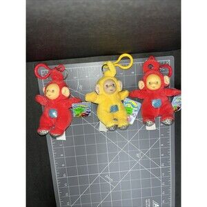Teletubbies Lot Of 3 Keychain Plush with Tags Cute Vintage Plush Toy 1998